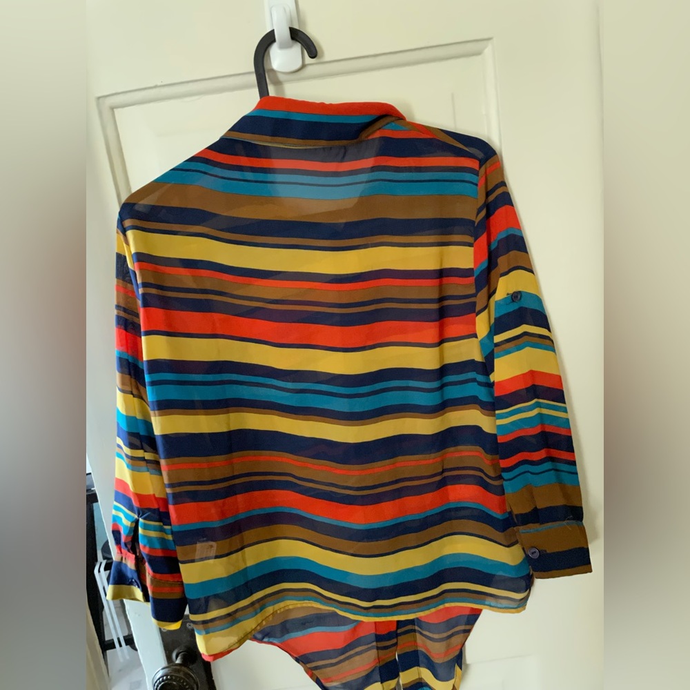 Sheer vibrant striped top m - Picture 8 of 8